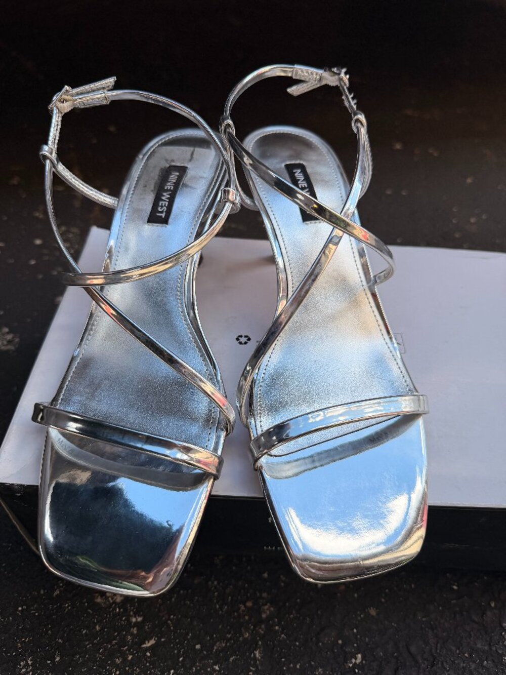 Nine West Silver Kitten Heels